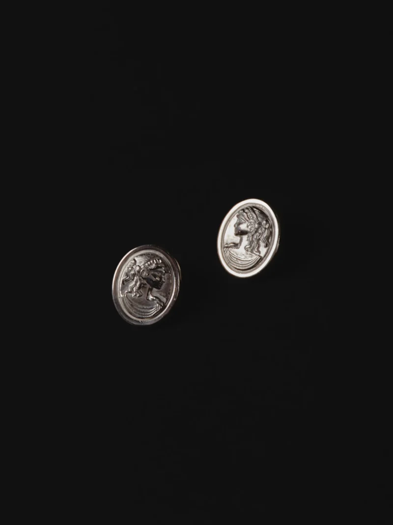 Classic Lucrecia Earrings — aretes camafeo plata 925 — aretes classic lucrecia camafeo plata 925 cara griega