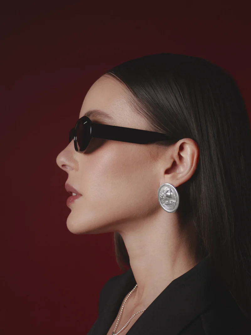 Duchessa Earrings — aretes topo camafeo plata 925 — aretes duchessa plata 925 modelo perfil